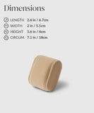 The TAWBURY Bayswater Watch Box Pillow - Beige - 50mm Small is a velveteen-crafted, beige padded rectangle with rounded edges, measuring 2.6" L x 2" W x 1.6" H and a circumference of 7.1".