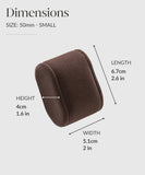 The dimensions of a brown cushion that fit 6 TAWBURY Watch Jewelry Boxes and Bayswater 12 and 24 Slot Watch Boxes.