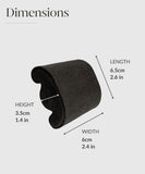 A diagram showing the dimensions of a Fraser Replacement Watch Case Pillows - X-Small - Black/Charcoal cushion with watch slots by TAWBURY.
