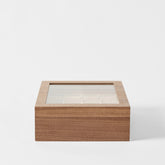 Grove 12 Slot Wooden Watch Box - Light Walnut Wood - Glass Lid