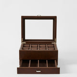 Bayswater 8 Slot Watch Box with Storage - Brown