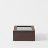 Grove 6 Slot Wooden Watch Box - Dark Walnut Wood - Glass Lid