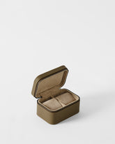 The TAWBURY Fraser 2 Watch Case - Taupe is a compact, open rectangular leather case with a textured brown exterior and soft tan lining, shown against a plain white background.