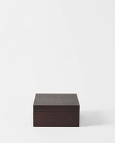 A closed TAWBURY Grove 6 Slot Wooden Watch Box in dark walnut wood with a solid lid is centered on a white background.