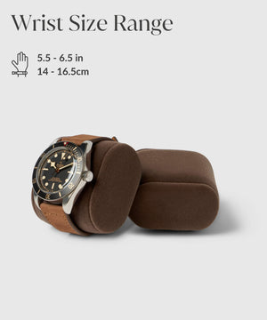 Add the keyword "leather" to the description: A Fraser 2 Watch Travel Case - Taupe with a zipper.