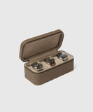 The Fraser 3 Watch Travel Case - Taupe by TAWBURY provides protection for four watches.
