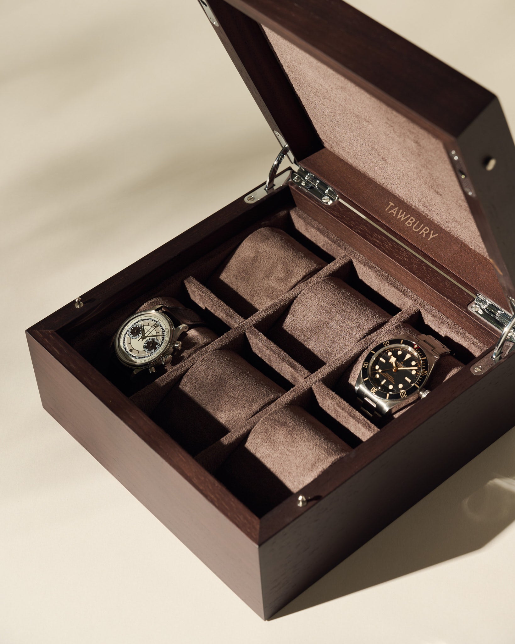 6 Slot Wooden Watch Box with Closed Lid - TAWBURY Grove Collection