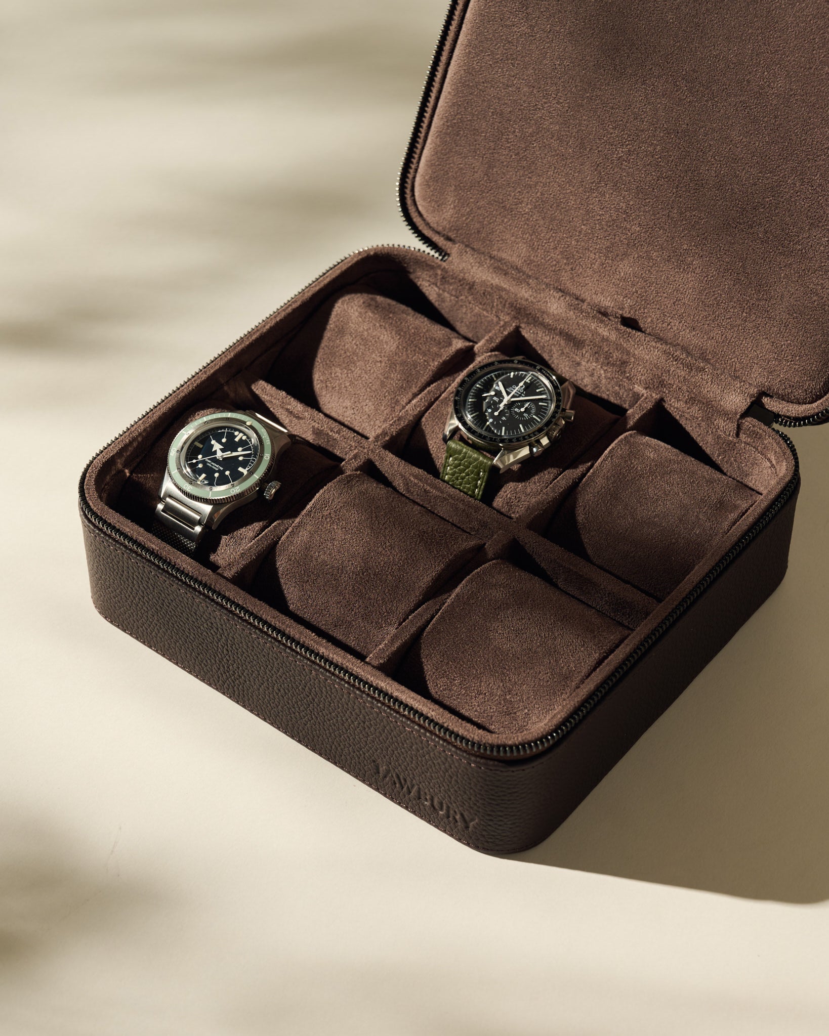 6 Watch Travel Case | Leather Watch Case Brown – TAWBURY