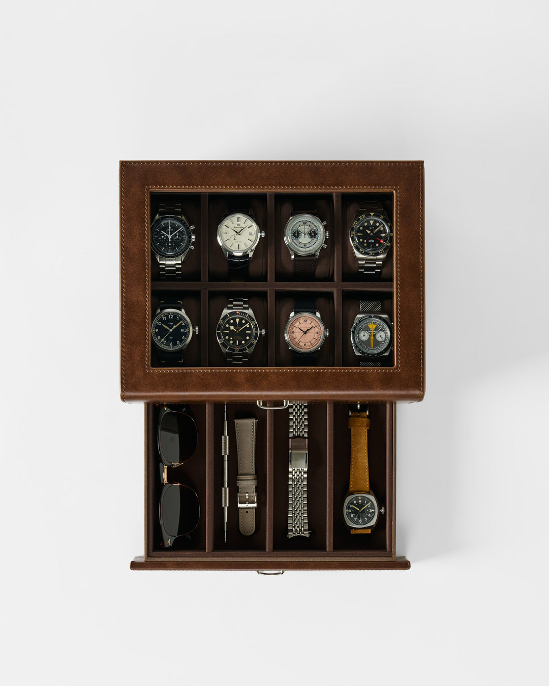 8 Slot Watch Box with Storage (Brown) | Tawbury Bayswater Collection ...