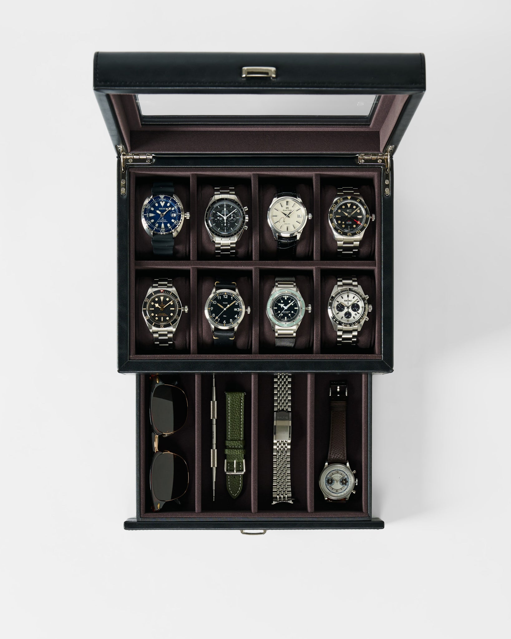 8 Slot Watch Box with Storage (Black) | Tawbury Bayswater