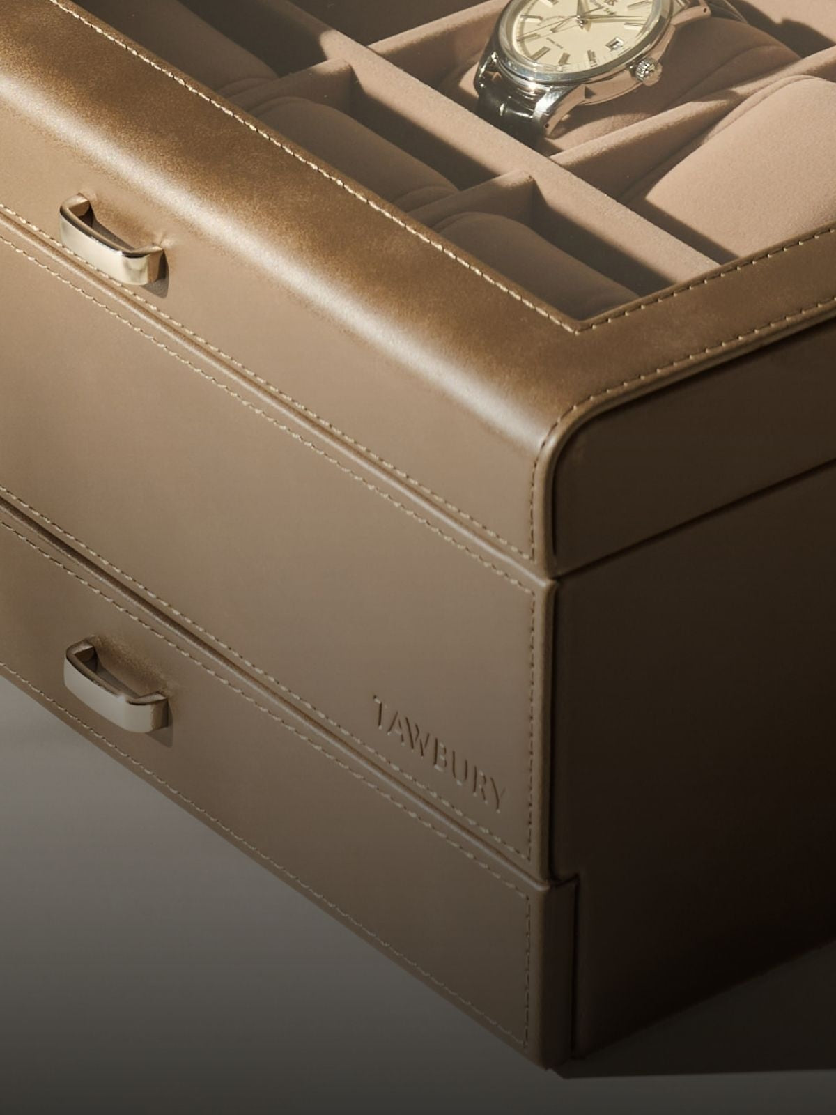 8 Slot Watch Box with Storage (Taupe) | Tawbury Bayswater
