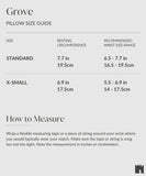 TAWBURY’s Grove Watch Box Pillows - X-Small - Beige include a size guide with wrist circumference, recommended wrist size range, and measuring instructions—ideal for slender wrists.