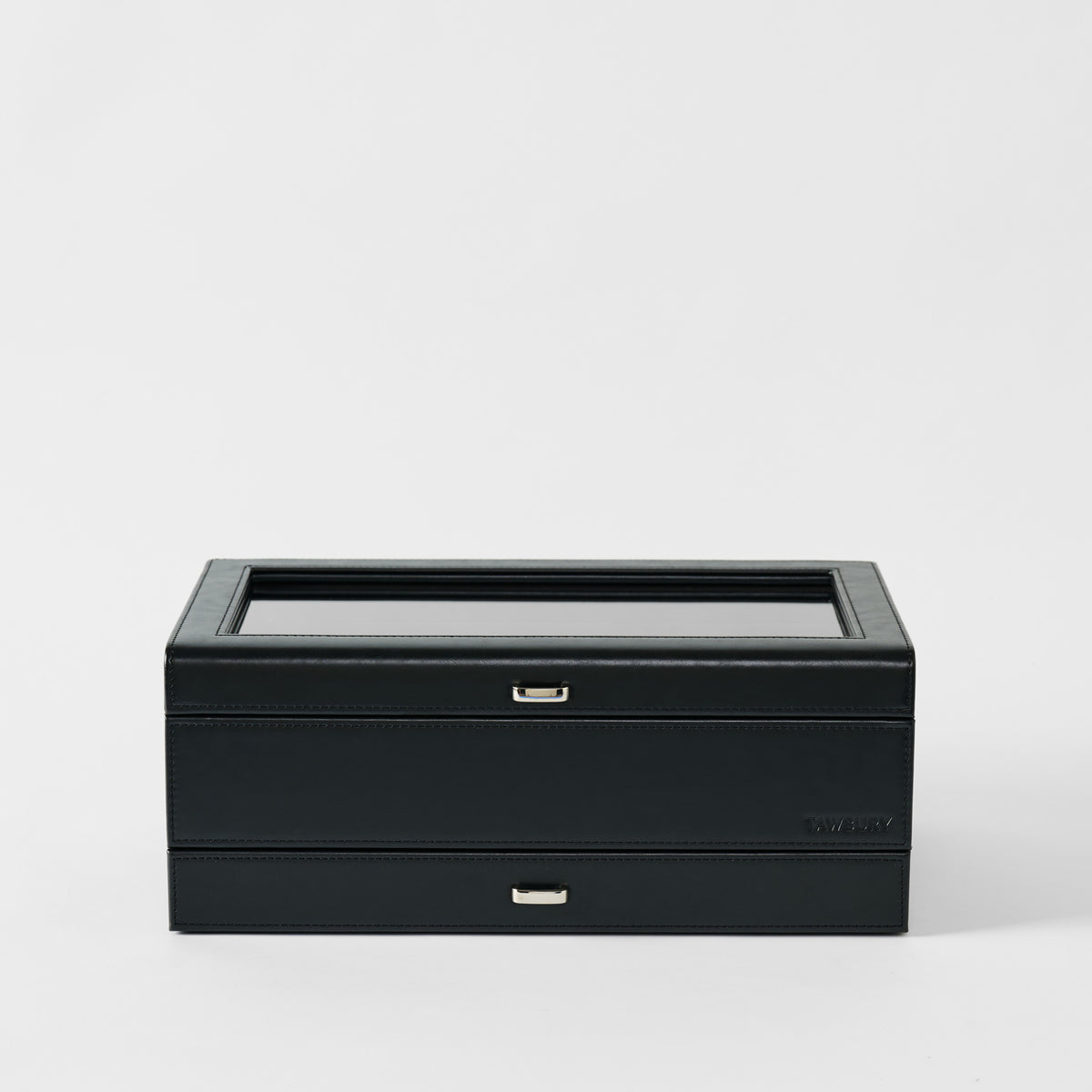 Bayswater 12 Slot Watch Box with Storage - Black/Charcoal