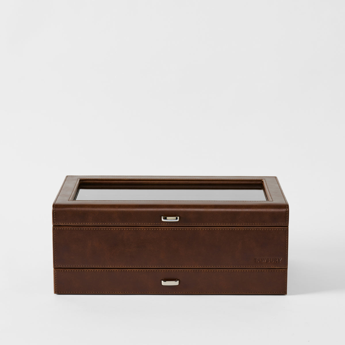 Bayswater 12 Slot Watch Box with Storage - Brown