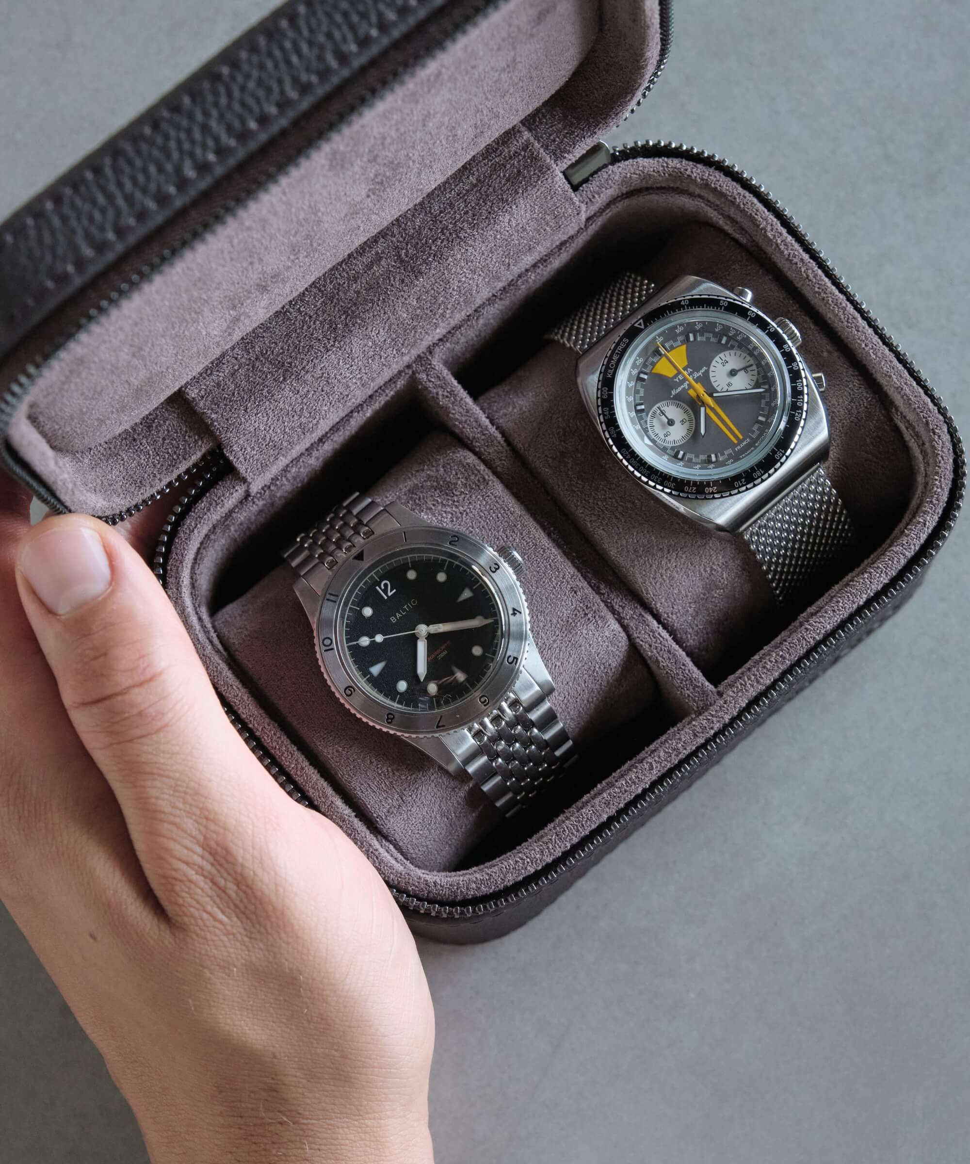 Genuine Leather Watch Travel Case (Brown) TAWBURY Fraser