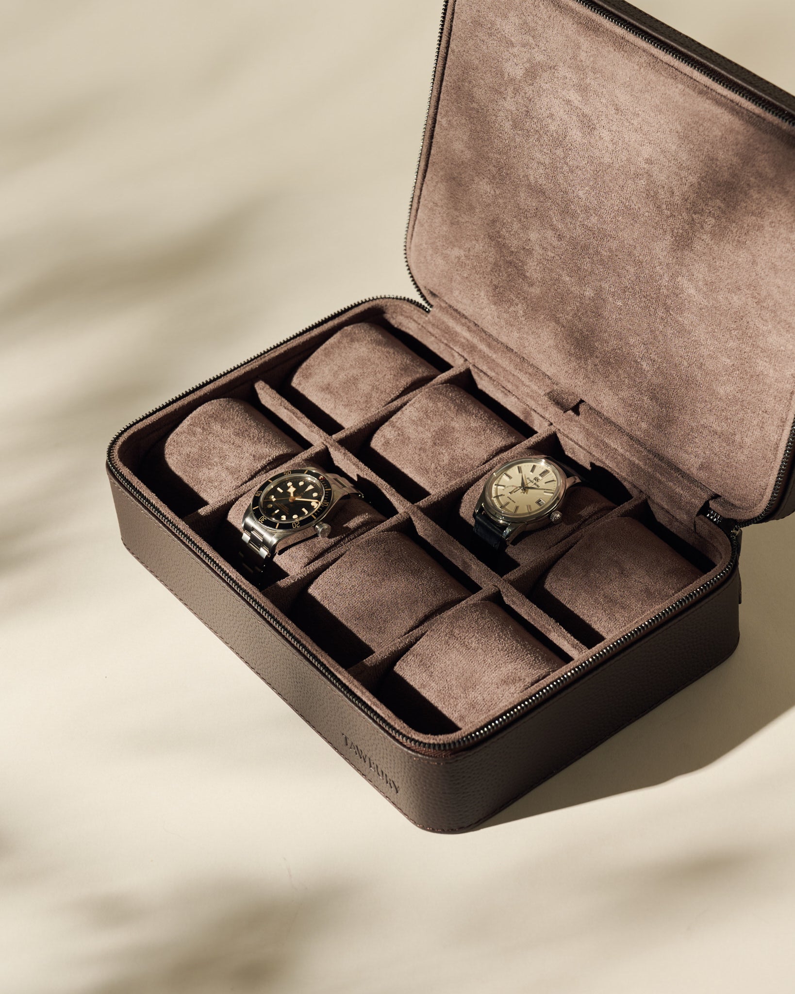 8 Watch Travel Case | Leather Watch Case Brown – TAWBURY