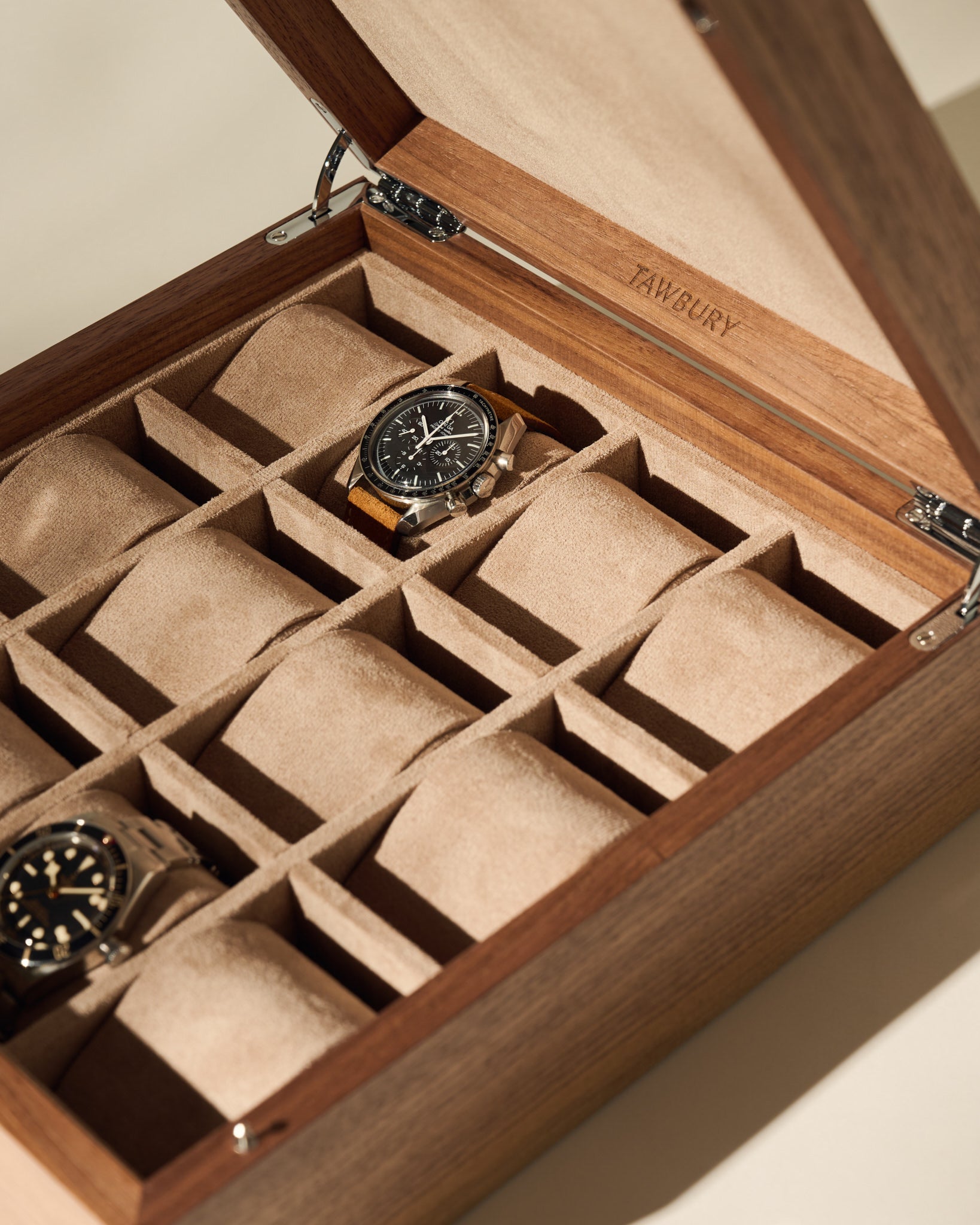 12 Slot Wooden Watch Box with Closed Lid - TAWBURY Grove Collection